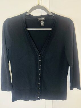 Spense Women’s Black V-Neck Knit Cardigan Size s